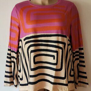 Colorblock long sleeve tee sz 2X pink orange black EUC